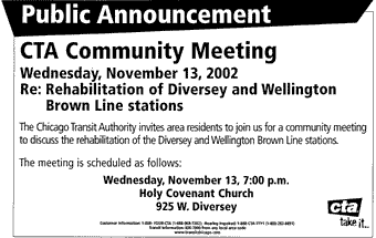 Rehabilitation of the Diversey and Wellington Brown Line stations Rehabilitation of the Diversey and Wellington Brown Line stations